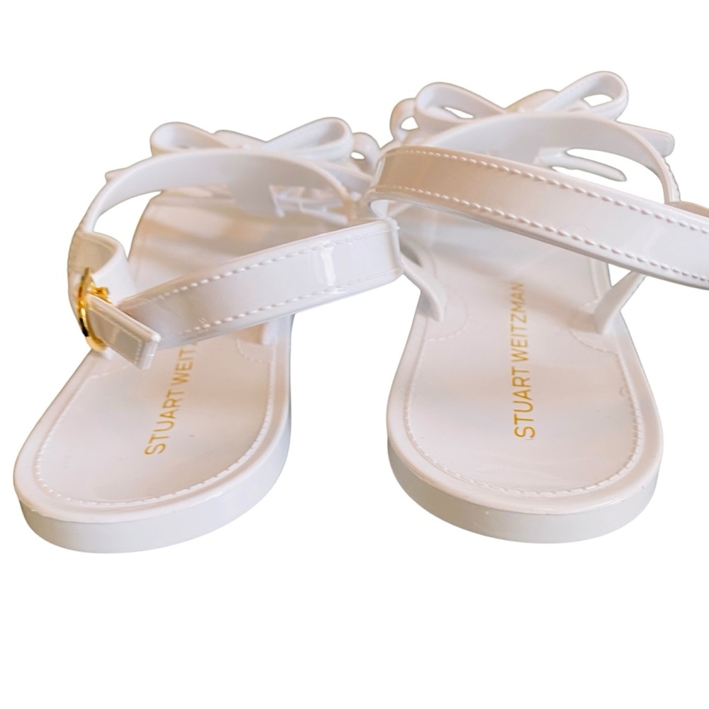 Women’s Size 8 (Euro Sz 39) Staurt Weitzman Felicity Bow Jelly Sandals In White - Picture 9 of 14